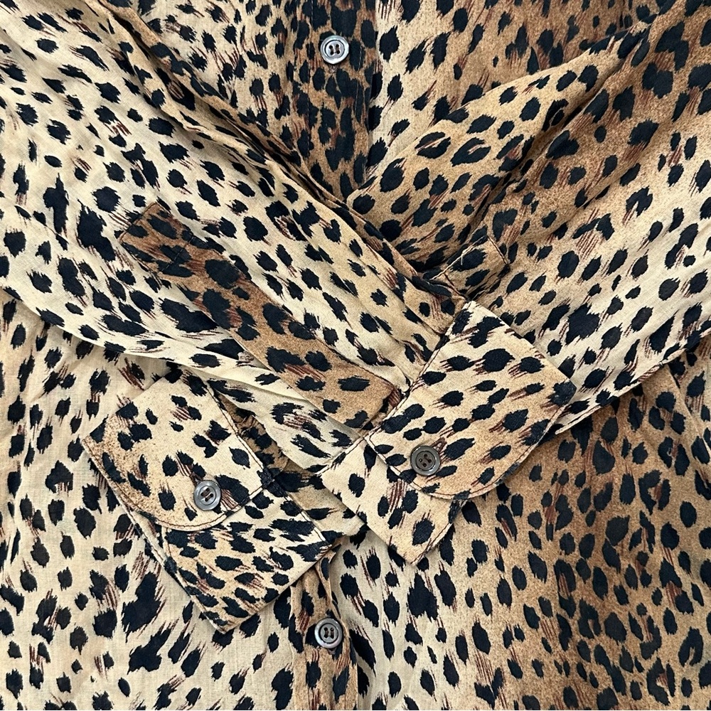 Vintage Moschino Mare Leopard Print Casual Button-Down Shirt US 32/S IT 40 - Picture 6 of 13